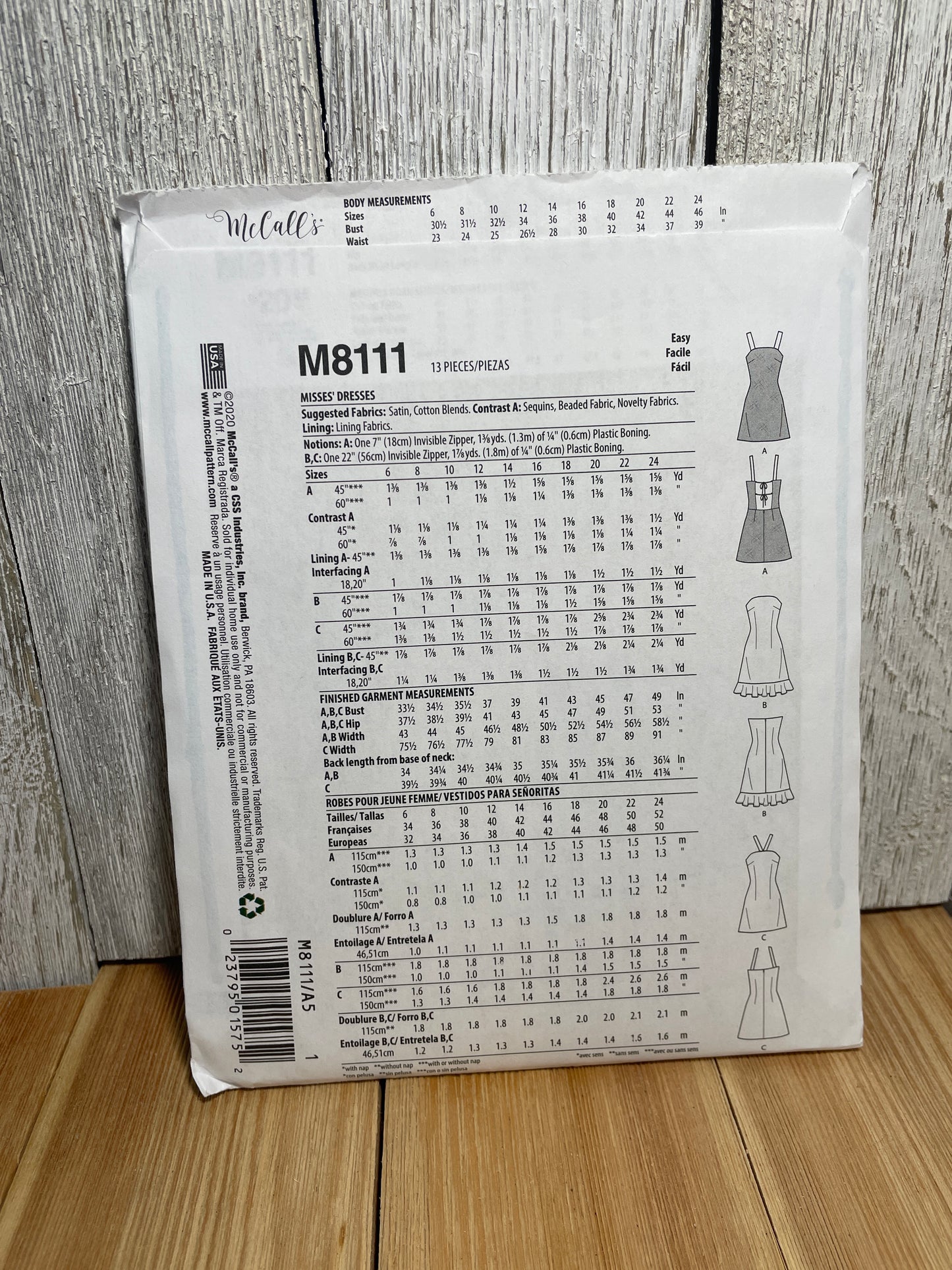 McCall's M8111 R10619 Misses Summer Dress Size 6-14 Uncut FF Sewing Pattern