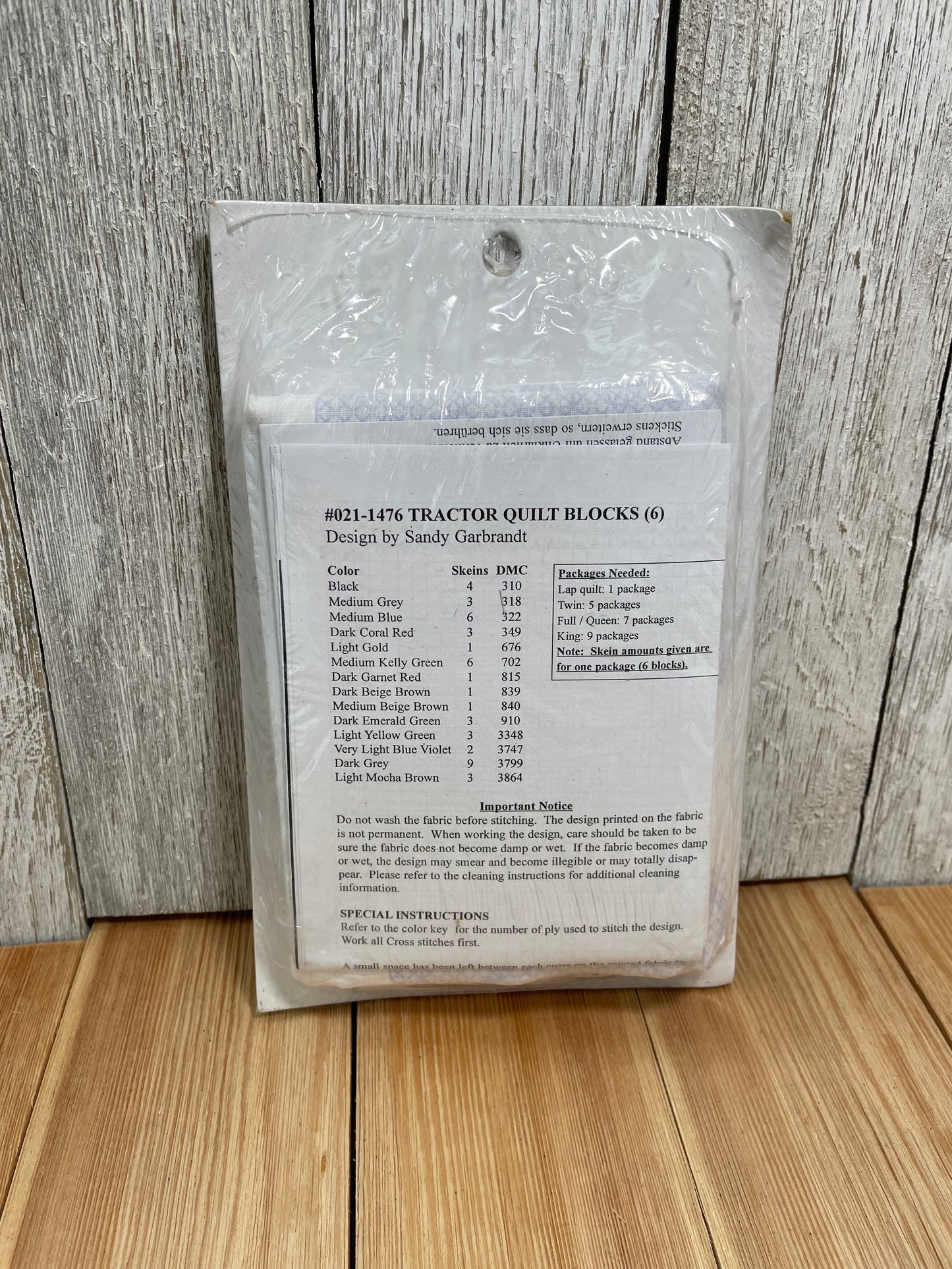 Janlynn Tractor Quilt Blocks #021-1476 Stamped Cross Stitch NEW UNOPEN