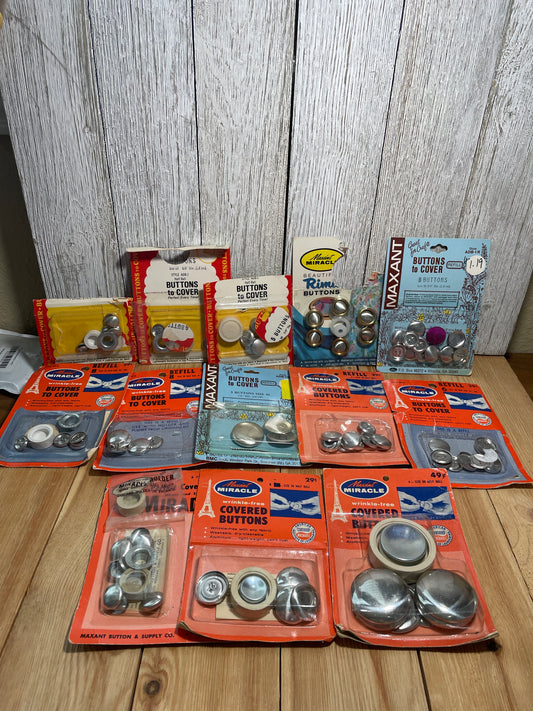 Vintage Cover Your Own Buttons Lots (U PIC Bundle) Dritz, Prisms, Maxant, and more