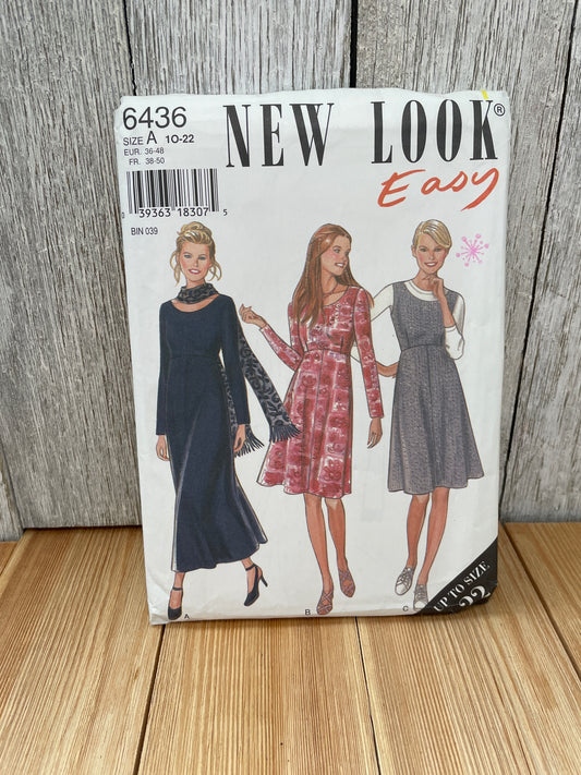 New Look 6436 Misses Dress Plus Size 10-22 New Uncut FF