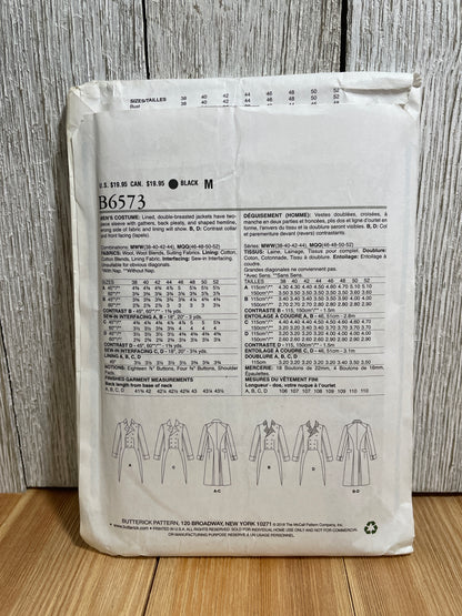 Butterick B6573 Men's Regency Waistcoats Tailcoat Size 38-44 Pattern UNCUT FF Halloween Costume
