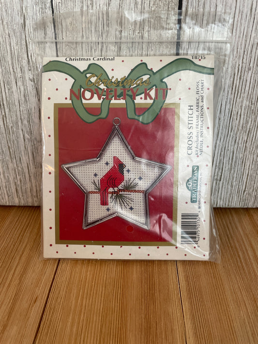 Traditions Christmas Cardinal Counted Cross Stitch Kit with Silver Star Frame T8715 NEW