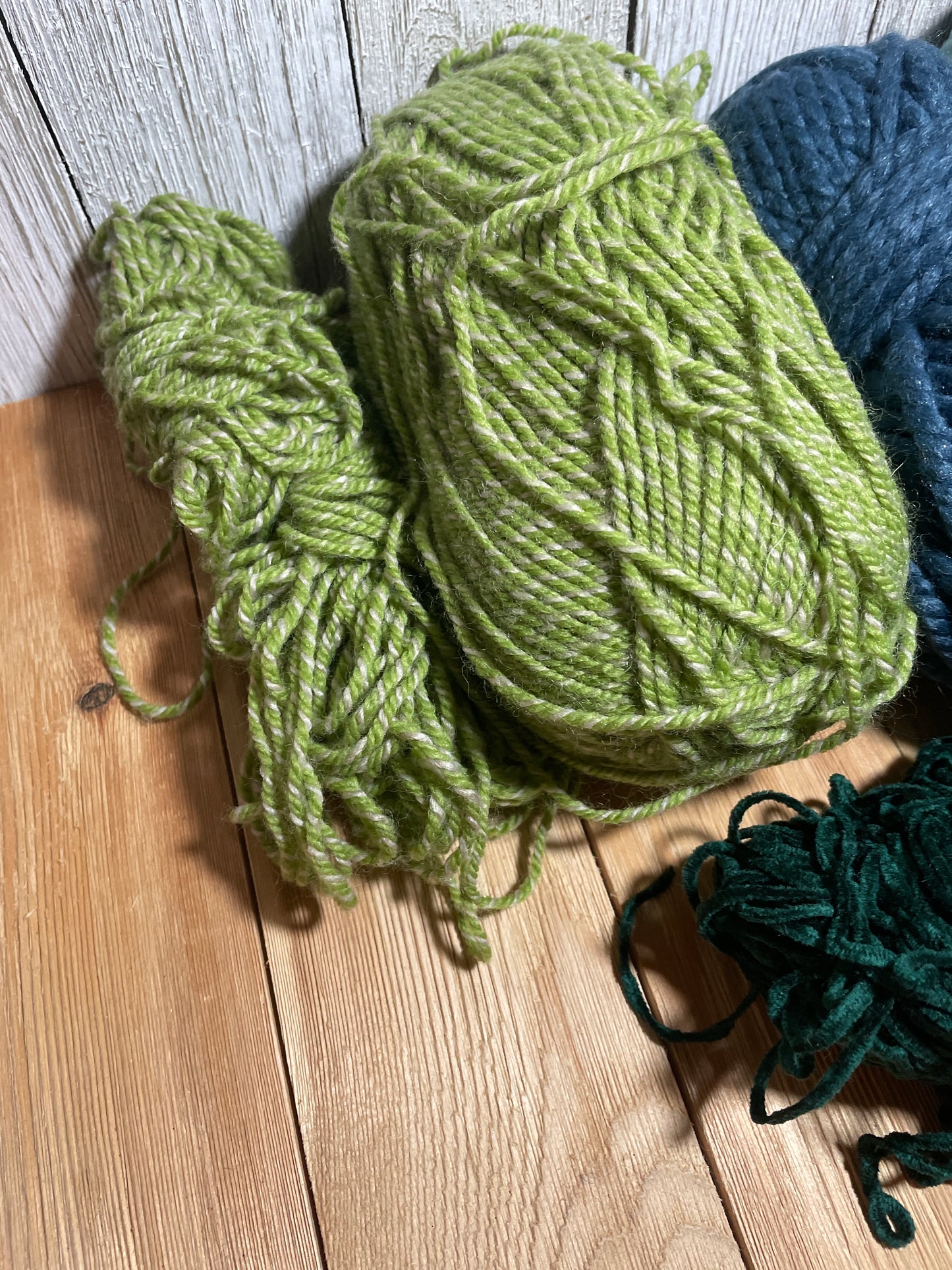 Mystery Acrylic Yarn 5 Skein Bundle Green, Blue Variegated Solid