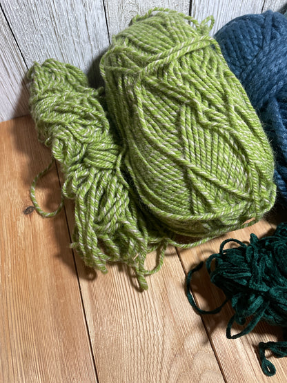 Mystery Acrylic Yarn 5 Skein Bundle Green, Blue Variegated Solid