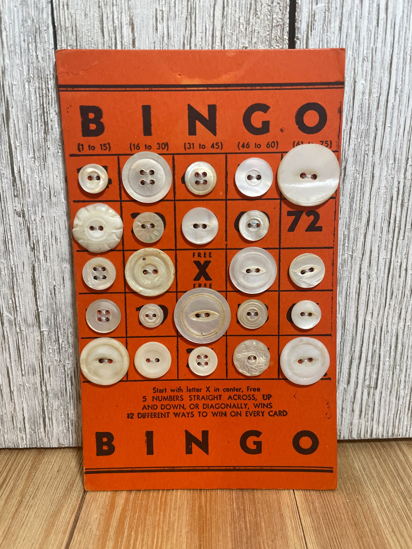 Vintage Button Lot on Bingo Card U PICK Antique Quirky Cute