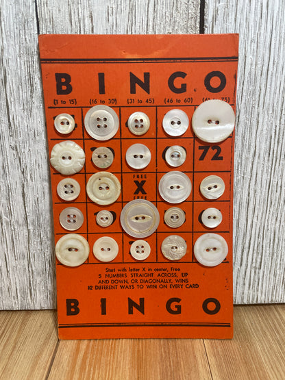 Vintage Button Lot on Bingo Card U PICK Antique Quirky Cute