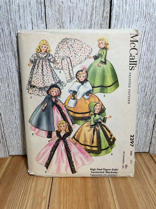McCall's Crafts 2397 High Heel Figure Doll and Centennial Wardrobe Pattern UNCUT FF