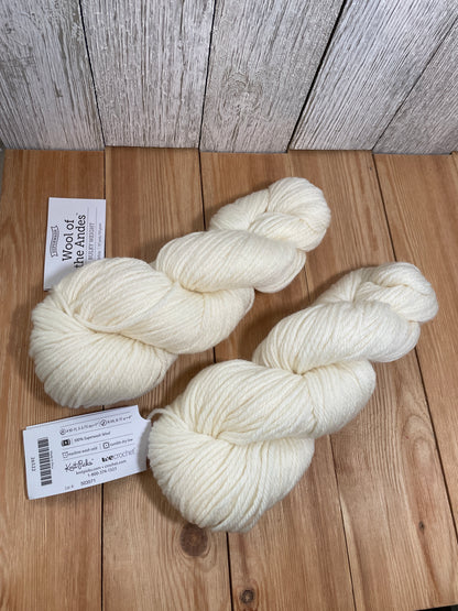 Knit Picks Superwash Wool of the Andes Bulk Weight Wool Yarn White 26522 2 Skein Bundle