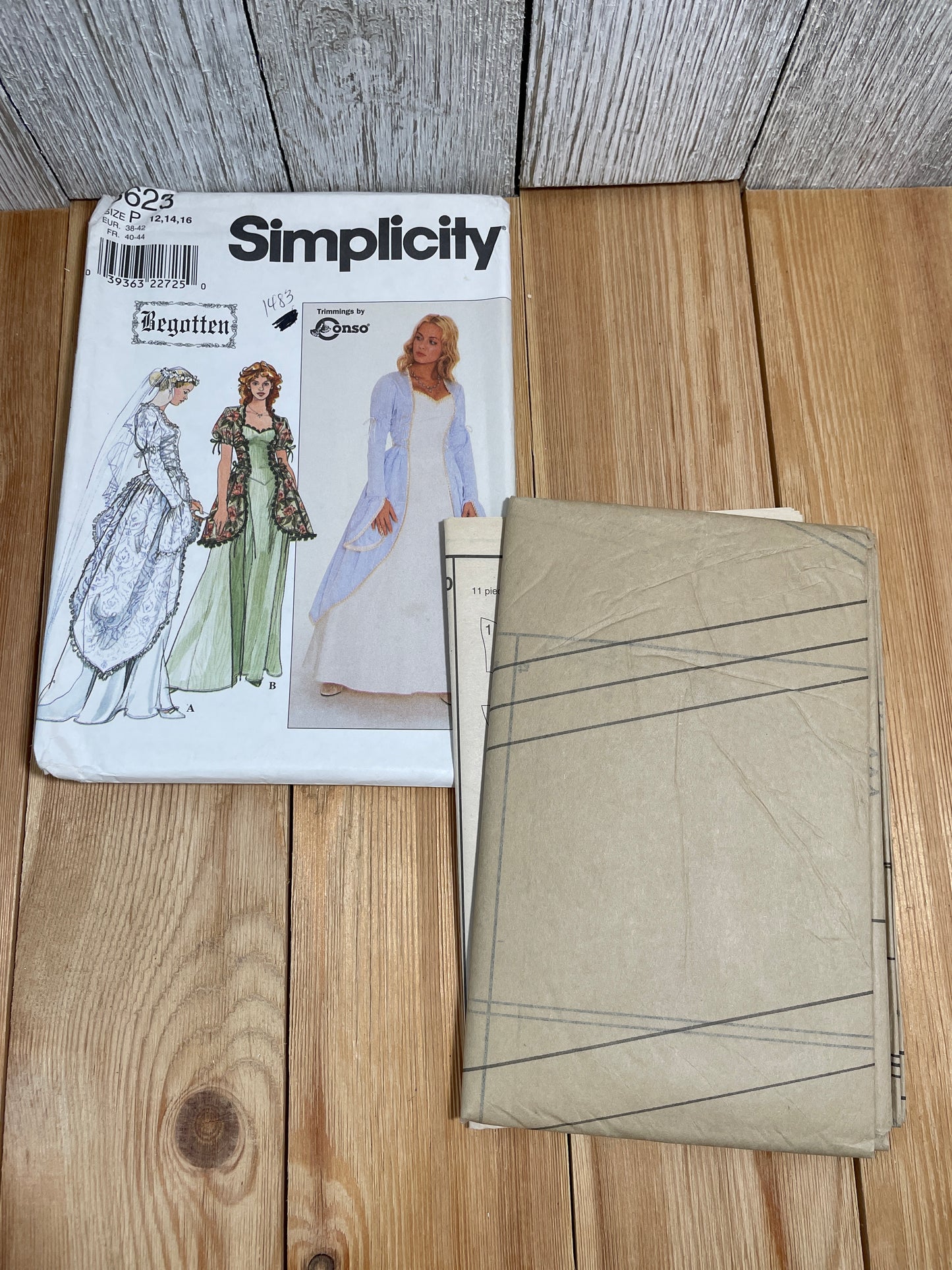 Simplicity 8623 Evening Gown Princess Medieval Dress Wedding Dress Size 12-16 Pattern UNCUT FF Halloween Costume Begotten