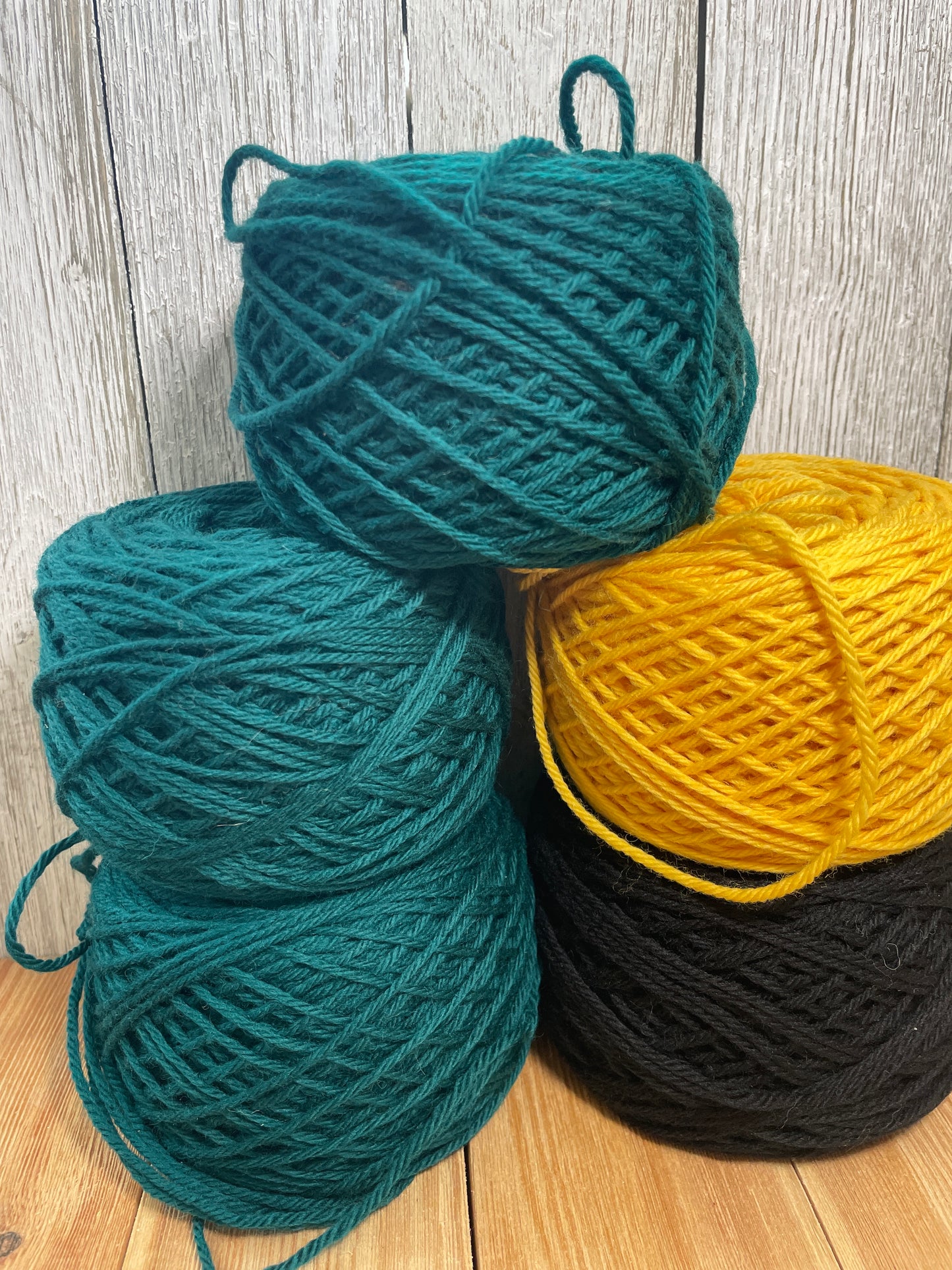 Mystery Yarn Bundle 7 Skien Bundle Yellow, White, Green, Black Worsted weight Wool Yarn