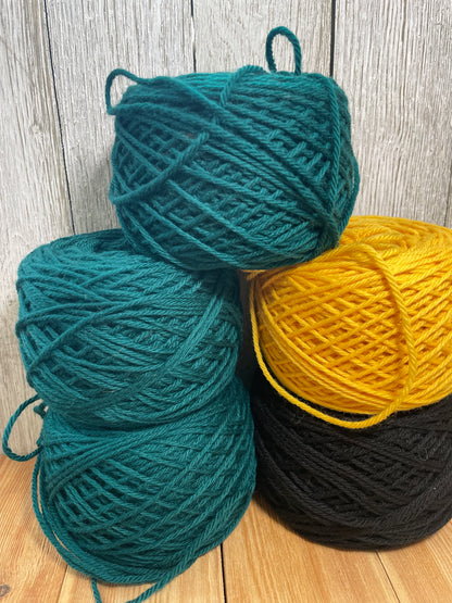 Mystery Yarn Bundle 7 Skien Bundle Yellow, White, Green, Black Worsted weight Wool Yarn
