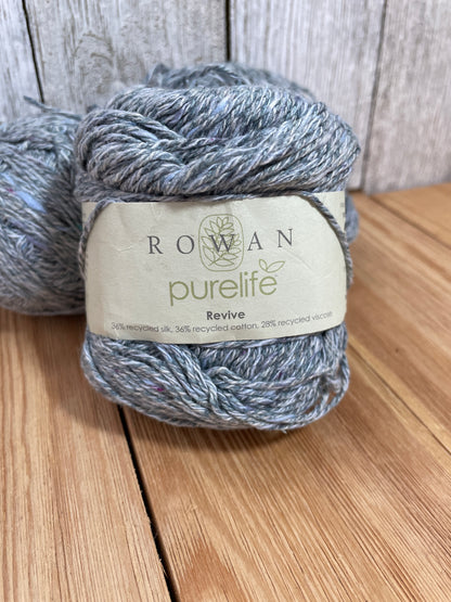 Rowan Purelife Revive Recycled Yarn Dark Grey Marble 3 Skein Bundle