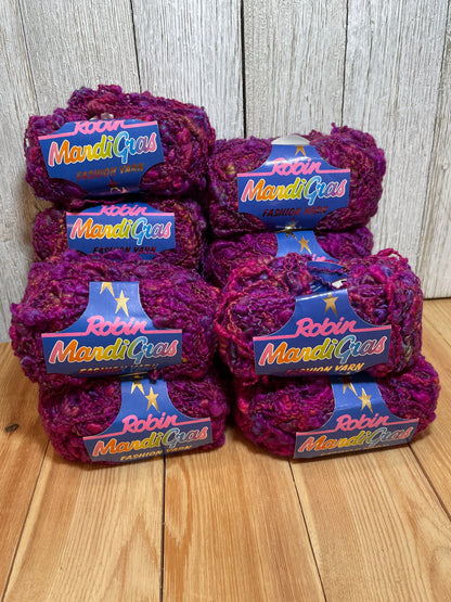 VINTAGE Robin Mardi Gras Fashion Yarn 5873 Acapulco RJ928 (10 Skein Bundle)