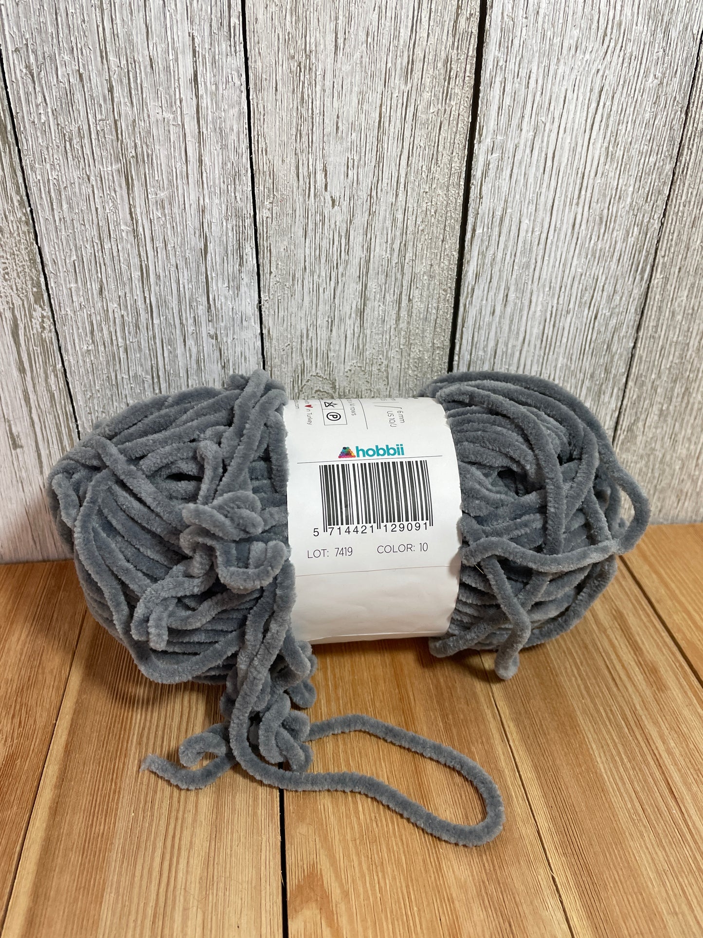 Hobbi Baby Snuggle Color 10 Gray Baby Soft Chenille Yarn FULL SKEIN