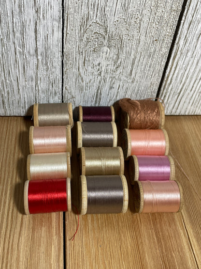 Vintage Wood Spool Silk Thread Size A (U PIC BUNDLE)