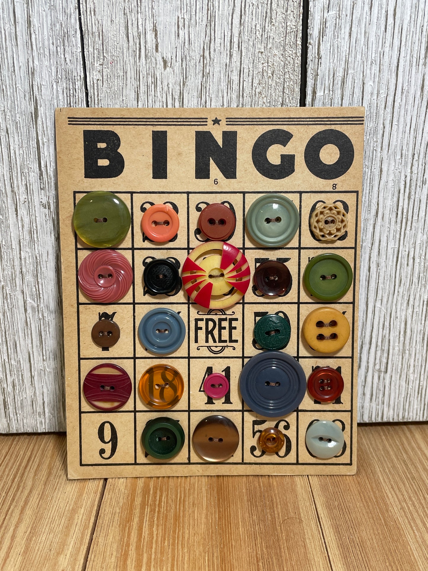 Vintage Button Lot on Bingo Card U PICK Antique Quirky Cute
