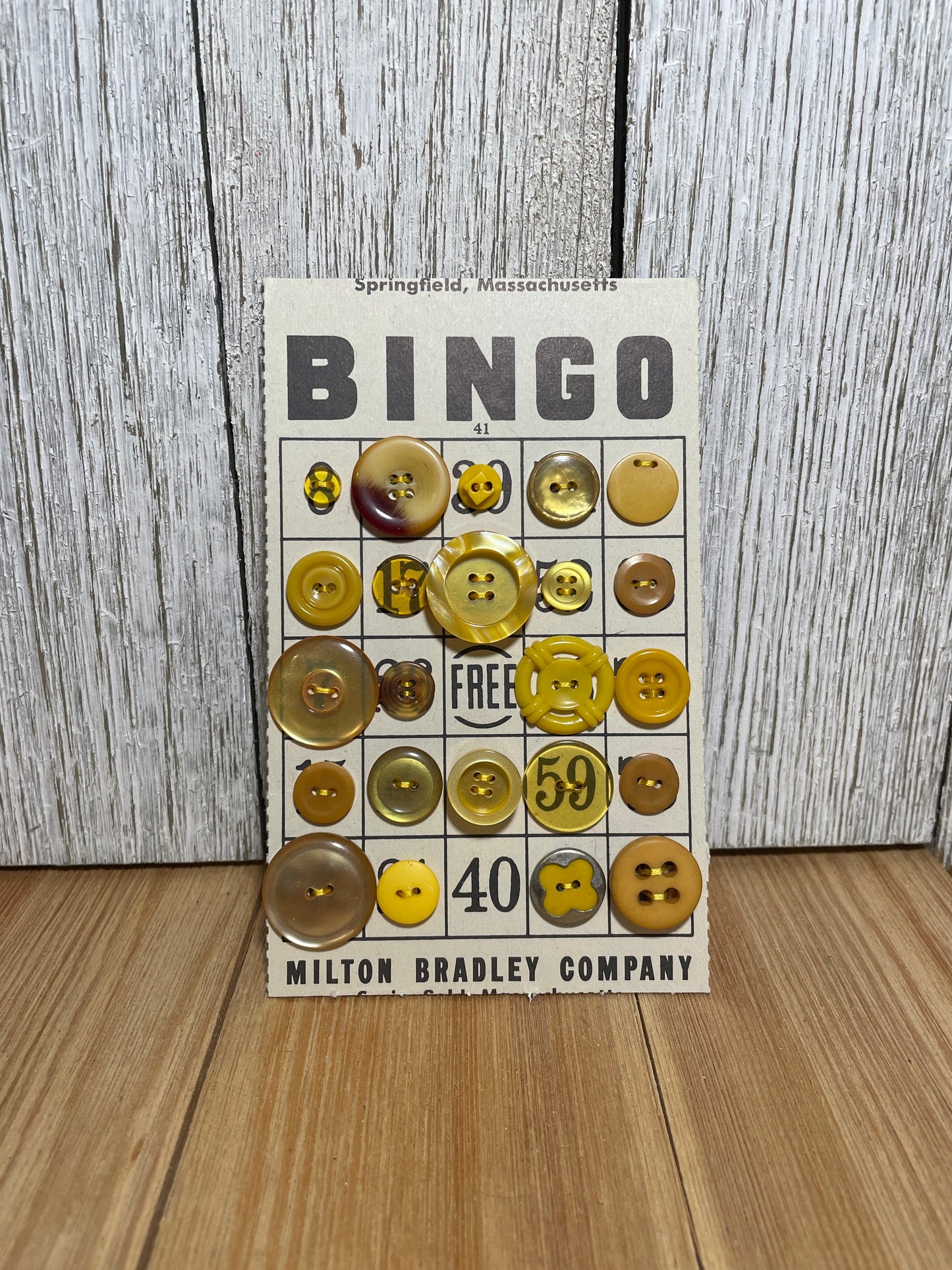 Vintage Button Lot on Bingo Card U PICK Antique Quirky Cute