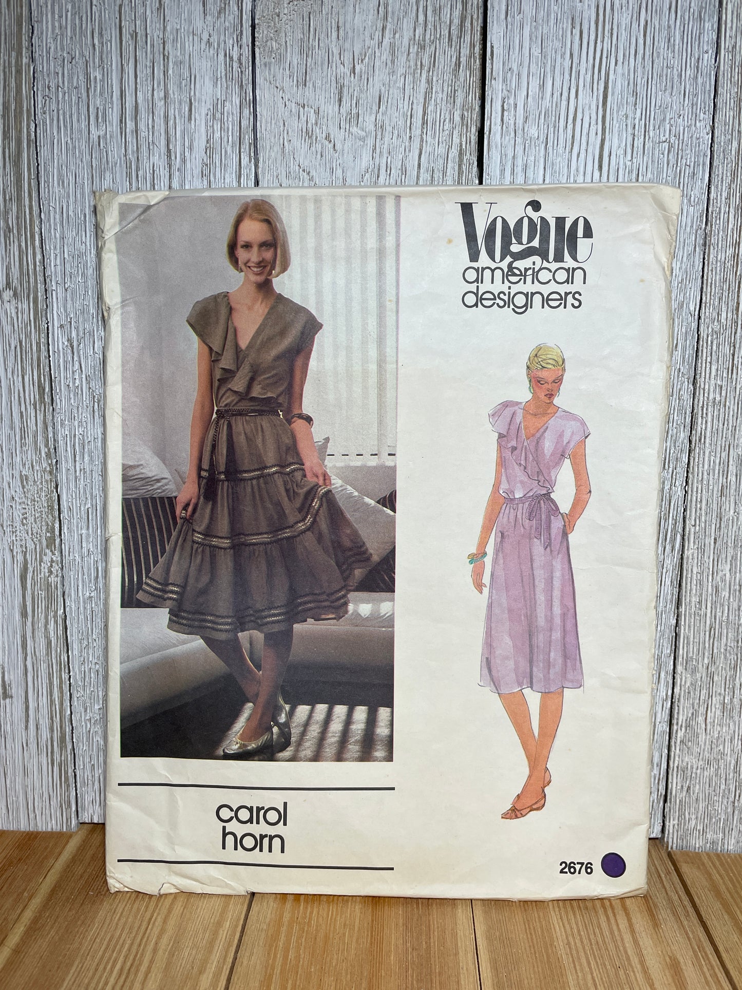 Vogue 2676 Tiered Dress Ruffle Wrap Top with Original Vogue Label Size 10 Pattern UNCUT FF