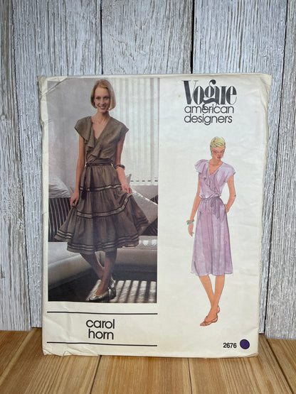 Vogue 2676 Tiered Dress Ruffle Wrap Top with Original Vogue Label Size 10 Pattern UNCUT FF