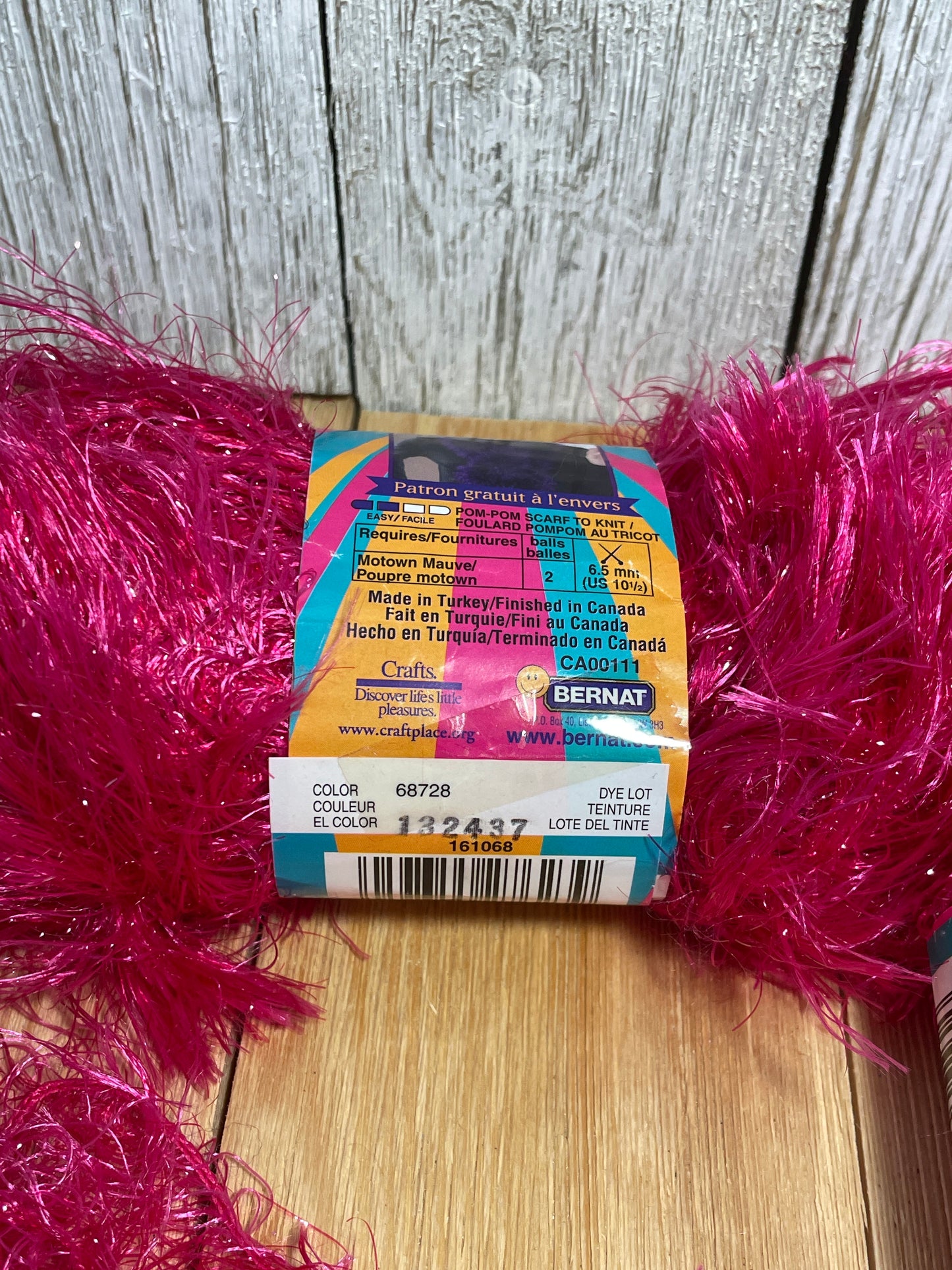 Bernat Disco Fuchsia Fever Pink Fur Yarn Vintage 3 Skein Bundle