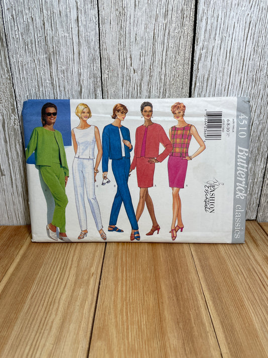 Butterick 4510 Petite Jacket, Top, Skirt Three Piece Suit Size 6-10 Pattern Uncut FF