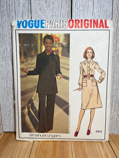 Vogue 2612 Lose Fit Dress, Jacket, and Pants Button Down with Pockets Size 10 Pattern UNCUT FF