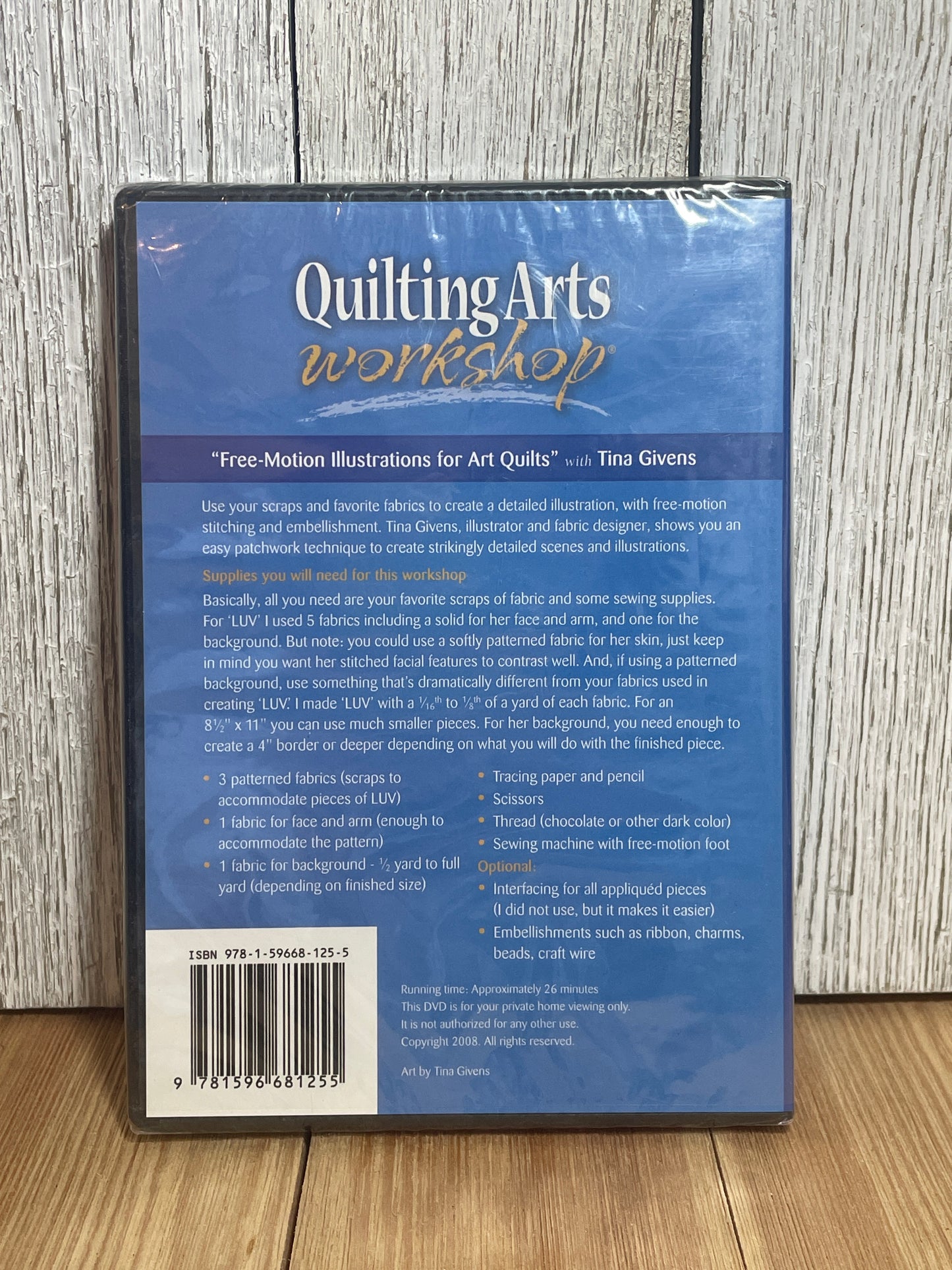 Quilting Arts Workshop Free Motion Illustrations Art Quilts B302 DVD NEW Sealed Tina Givens