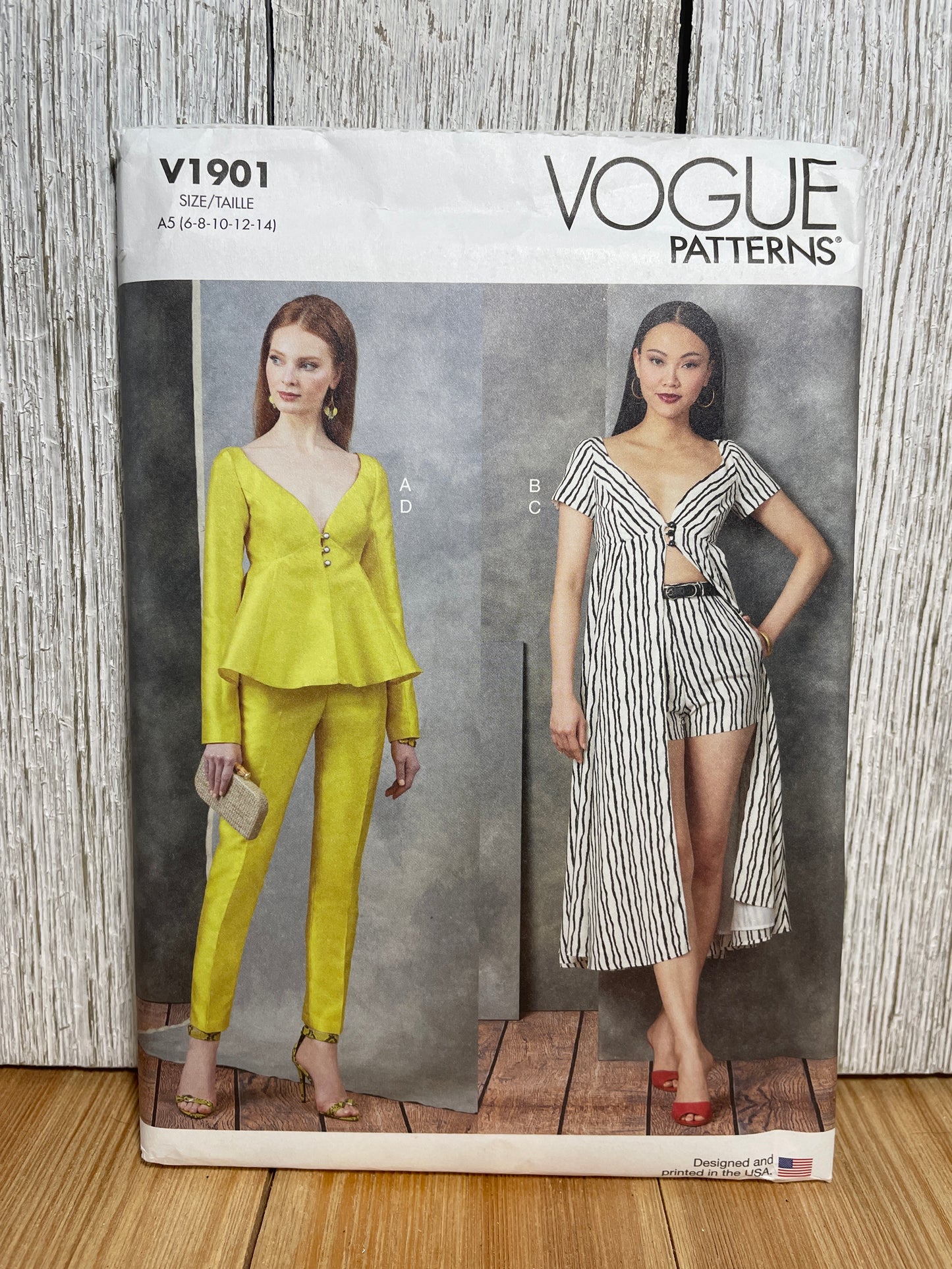 Vogue V1901 Sweetheart Neckline Empire Waist Blouse in Two Lengths Pants Shorts Size 6-14 Pattern UNCUT FF