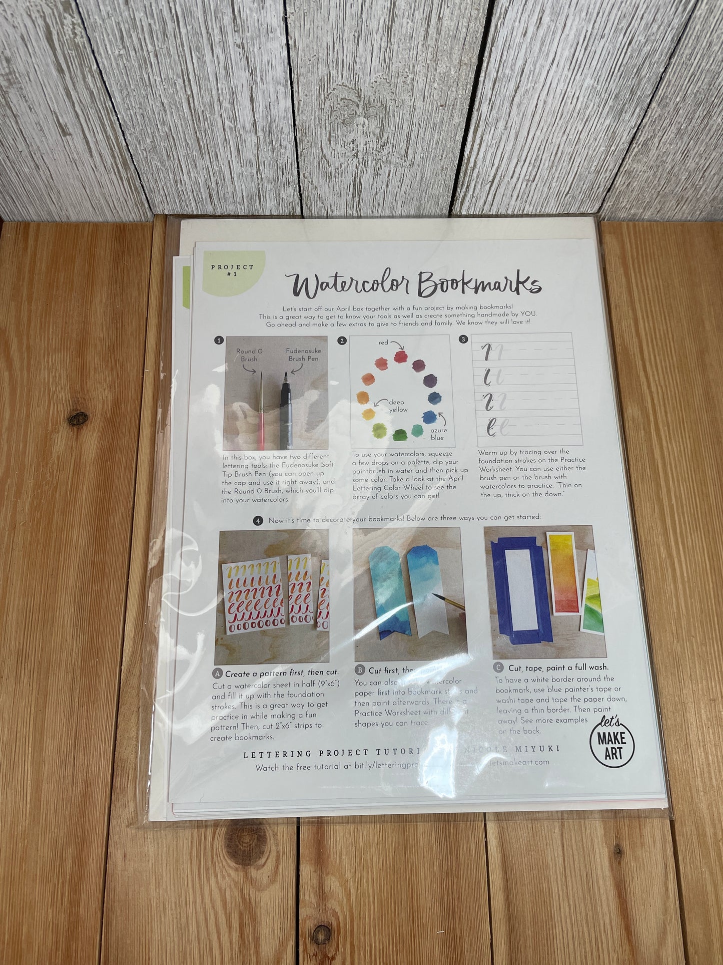 Let's Make Art Watercolor Beginner Pages 5 Starter Projects with Instructions and Watercolor Paper