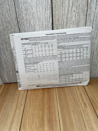 McCall's M7880 Mother Daughter Pajamas Pattern Bundle Uncut FF  Size Kids 3-8 Misses SML-XLG