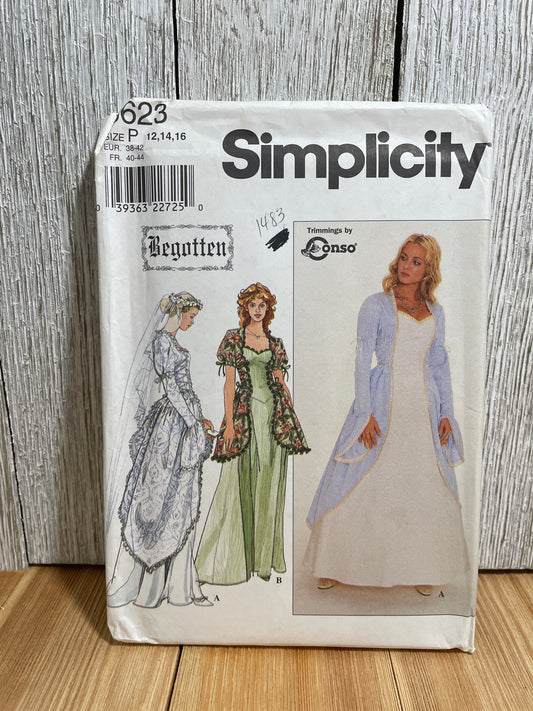 Simplicity 8623 Evening Gown Princess Medieval Dress Wedding Dress Size 12-16 Pattern UNCUT FF Halloween Costume Begotten
