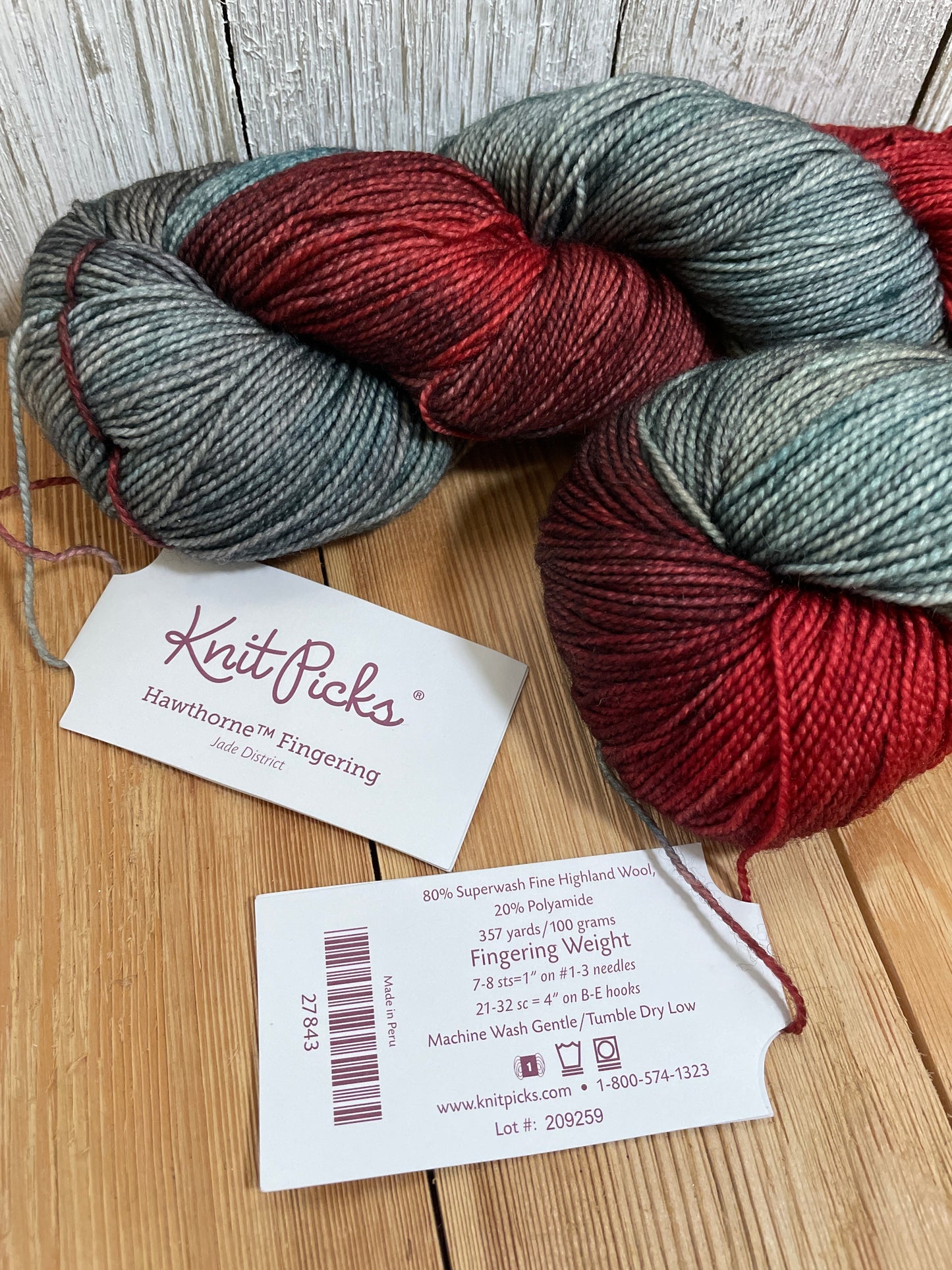 Knit Picks Hawthorne Fingering Weight Wool Yarn Jade District 2 Skein Bundle