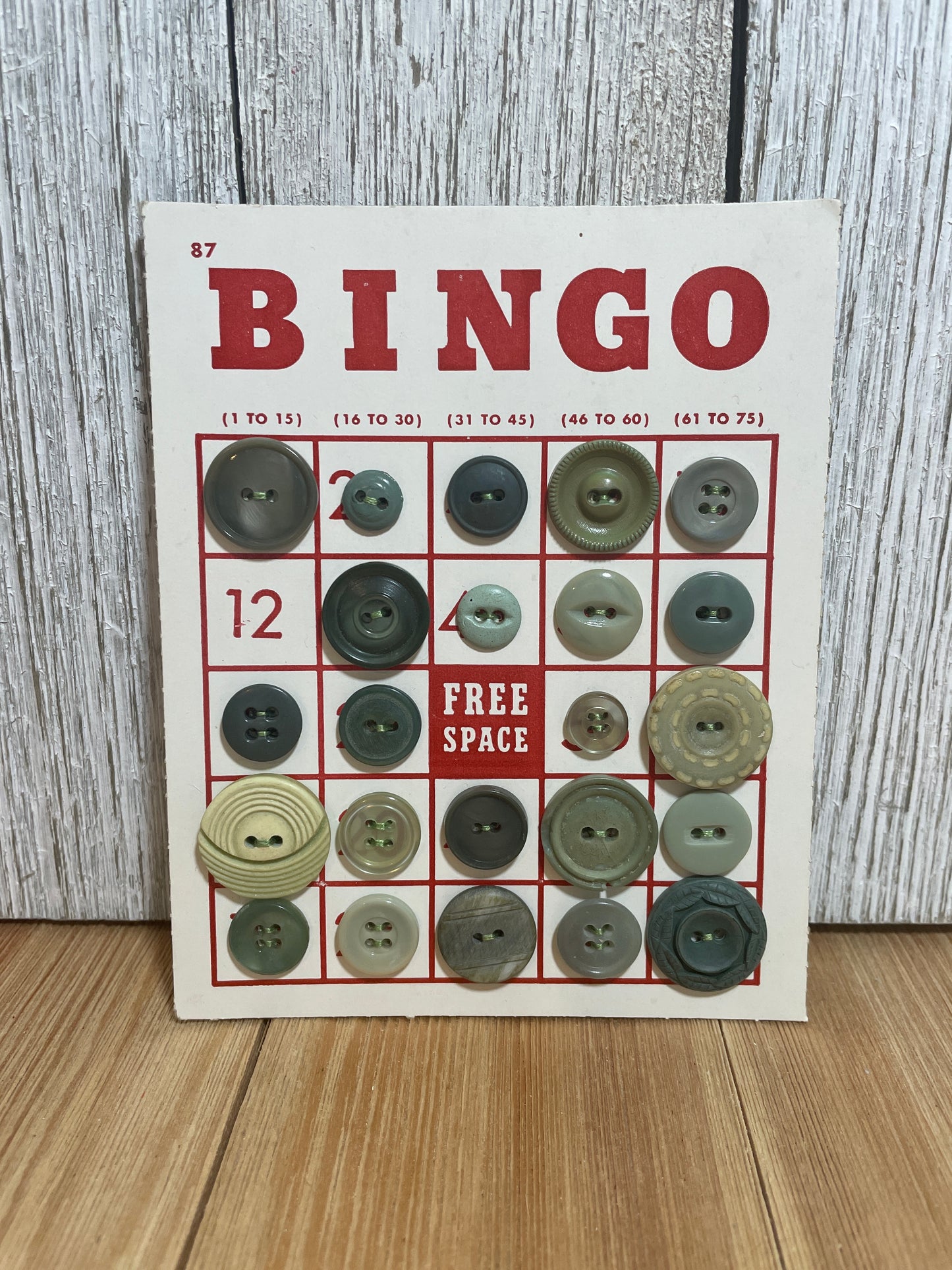 Vintage Button Lot on Bingo Card U PICK Antique Quirky Cute