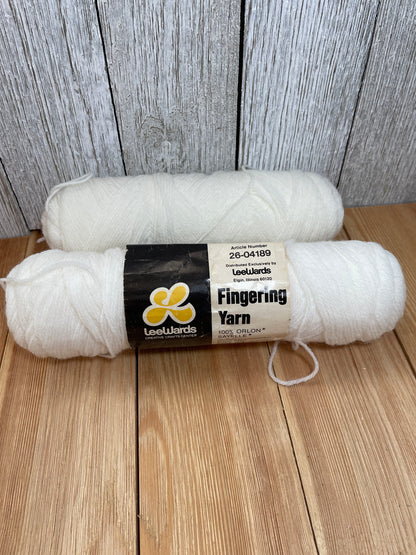 VTG Lee Wards Fingering Yarn 3-ply yarn Bright White 2 Skein Bundle