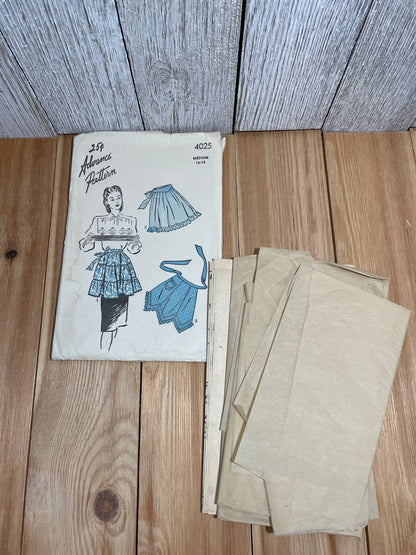Advance Pattern 4025 Tiered Ruffled Apron Size Medium 16-18 Pattern Complete