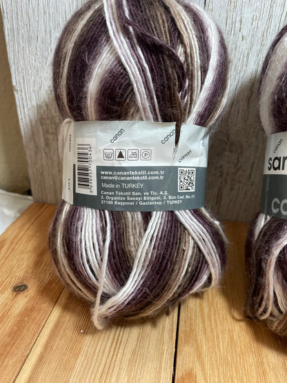 Sample Canan el örgü Canan Purple Stripe Yarn Made in Turkey Canan Tekstil 013 (2 Skein Bundle)