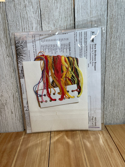Janlynn Barn Birdhouse Bouquet 053-0400 Counted Cross Stitch Kit NEW Autumn