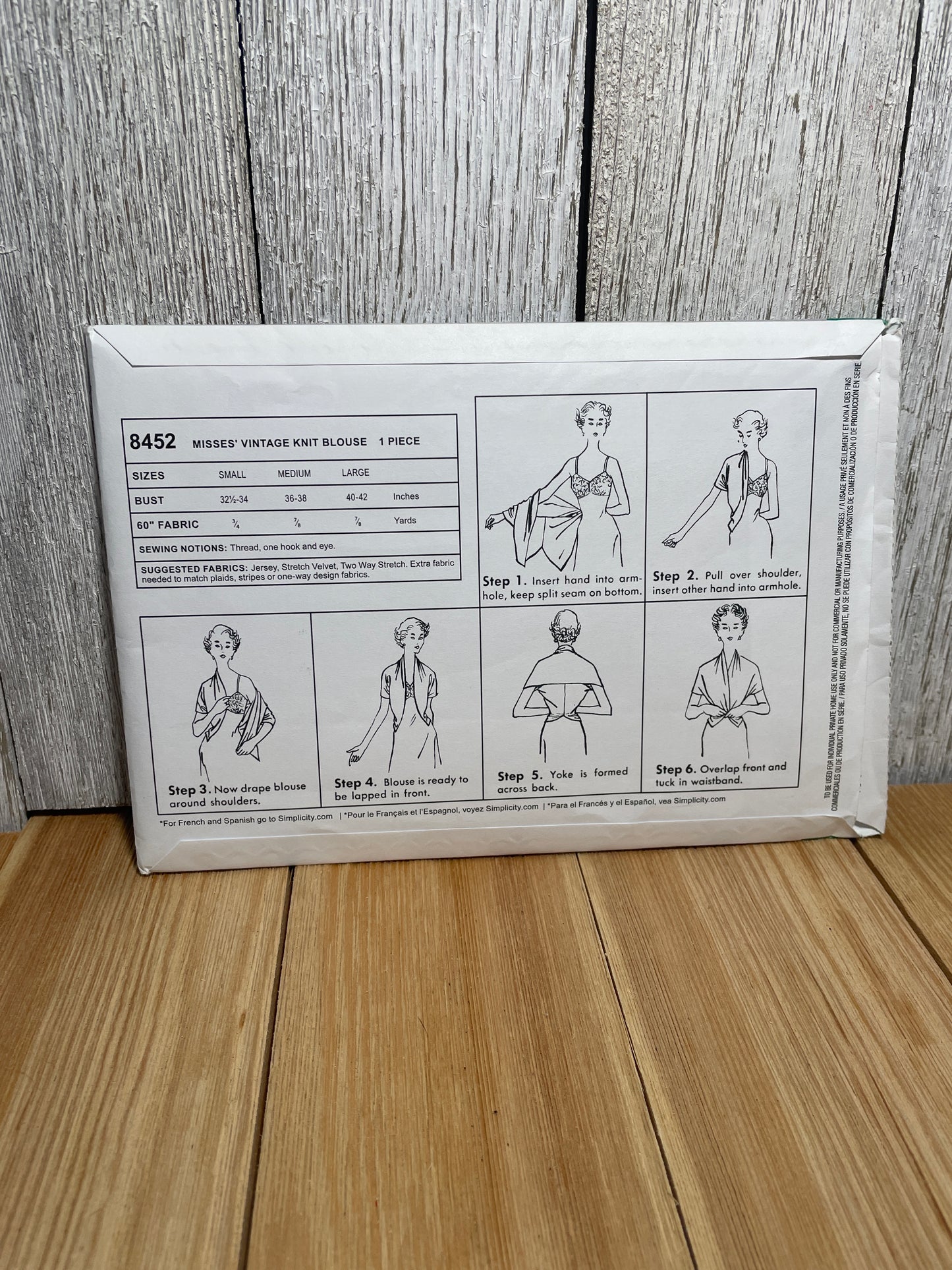 Simplicity 8452 Misses 1950's Inspired Knit Blouse Size S-L Uncut FF Sewing Pattern