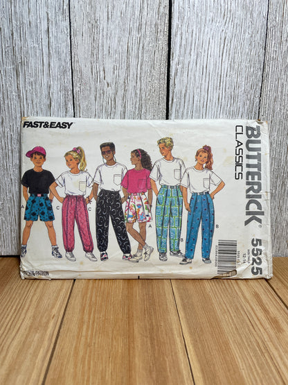 Butterick 5525 Girl's and Boy's Top Pants Shorts Loose Fit 1990's Shorts For Kids Pattern Size 12-14 UNCUT FF
