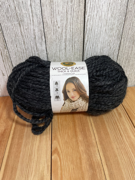 Lion Brand Yarn Wool Ease Thick and Quick Charcoal Full skein