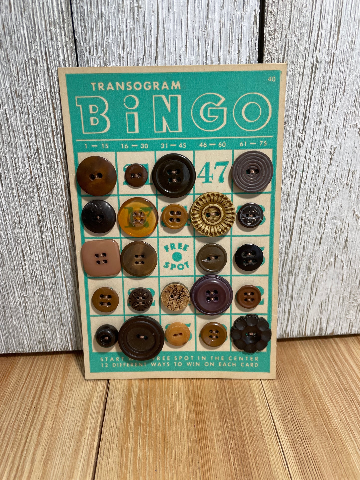 Vintage Button Lot on Bingo Card U PICK Antique Quirky Cute