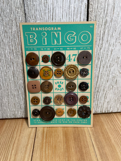 Vintage Button Lot on Bingo Card U PICK Antique Quirky Cute
