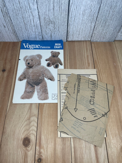 Vogue Craft 8658 8659 Linda Carr 23" Tall Stuffed Bear and Wardrobe Pattern UNCUT FF (U PIC Pattern)
