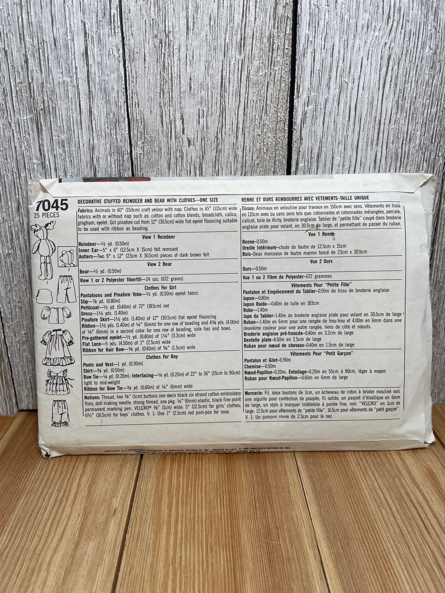 Simplicity Crafts 7045 Stuffed Reindeer Teddy Bear and Wardrobe Pattern UNCUT FF