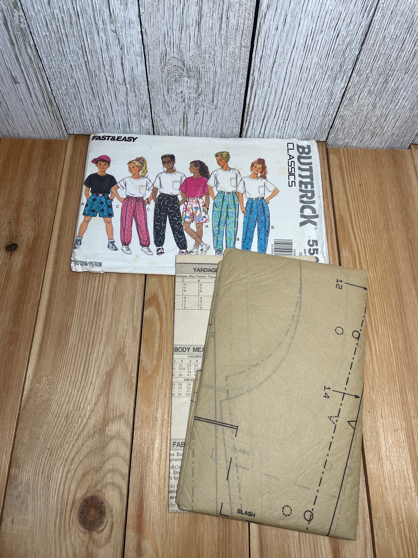 Butterick 5525 Girl's and Boy's Top Pants Shorts Loose Fit 1990's Shorts For Kids Pattern Size 12-14 UNCUT FF