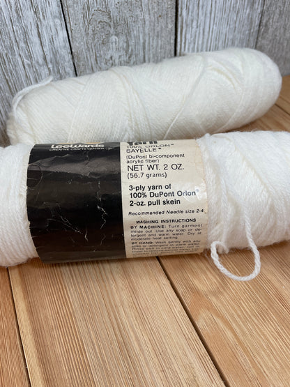VTG Lee Wards Fingering Yarn 3-ply yarn Bright White 2 Skein Bundle