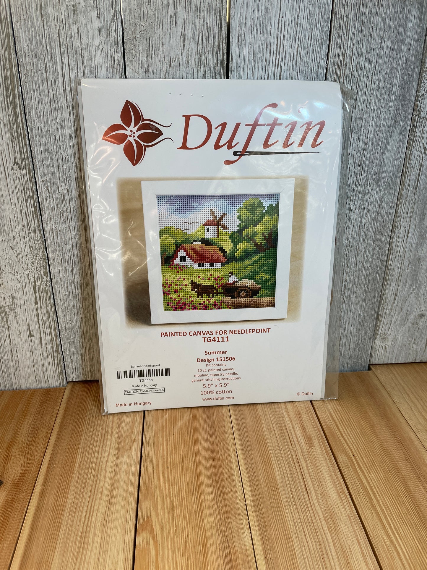 Duftin Painted Canvas for Needlepoint Spring, Winter, Summer, Autum Cottage Kit (PIC UR KIT)