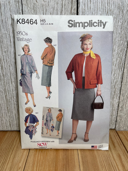 Simplicity K8464 Vintage Skirt and Lined Jacket Size 6-14 Pattern Uncut FF