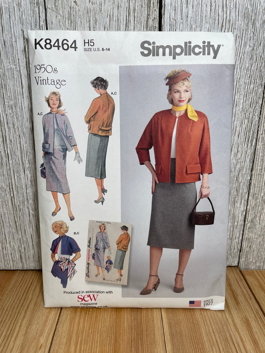 Simplicity K8464 Vintage Skirt and Lined Jacket Size 6-14 Pattern Uncut FF