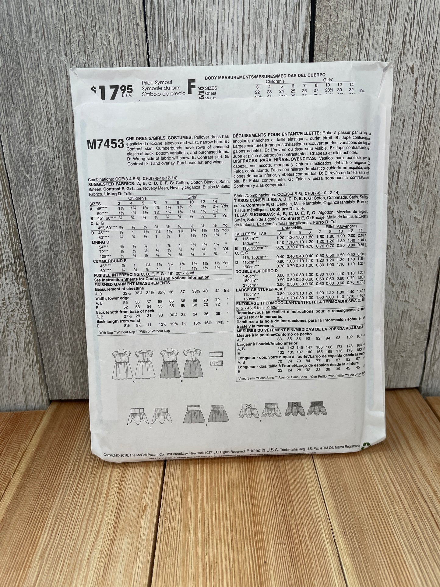 McCall's M7453 Child Size 3-6 Fairytale Angel Halloween Costume Uncut FF Sewing Pattern